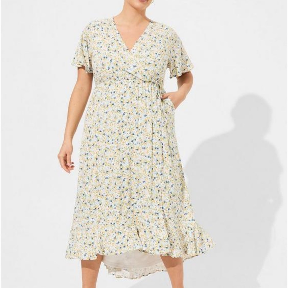 NWT Maxi Rayon Slub Surplice Wrap Dress by Torrid - Picture 1 of 5